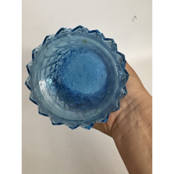 Vtg 16" Blue Empoli Genie Bottle Diamond Point Italian Art Glass No Stopper - Picture 6 of 8